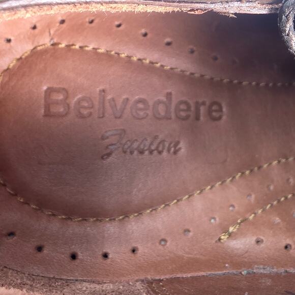 Belvedere Exotic Men\'s Brown Leather Lace Up Moc Toe Oxford Dress Shoes - 8.5 main image 11